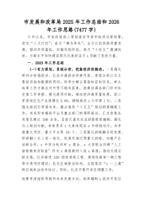 (新编)市发展和改革局2025年工作总结和2026年工作思路（7477字）