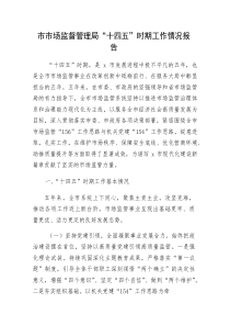 (新编)市市场监管局“十四五”时期工作情况总结报告