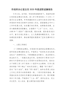 (新编)市政府办公室主任2025年度述职述廉报告（个人总结）