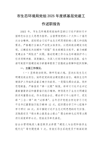 (新编)市生态环境局党组2025年度抓基层党建工作述职报告