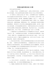 (新编)财务总监年度总结（33篇）