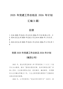 2025年党建工作总结及2026年计划汇编（3篇）【参考】
