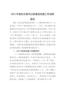 2025年度党支部书记抓基层党建工作述职报告-2【参考】