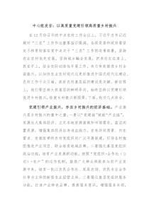 中心组发言以高质量党建引领高质量乡村振兴