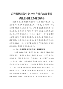 公司营销服务中心2025年度党支部书记抓基层党建工作述职报告【参考】