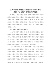 区关于开展清理优化创建示范和评比表彰活动“回头看”自查工作的报告【参考】