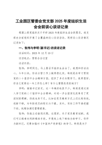 工业园区管委会党支部2025年度组织生活会会前谈心谈话记录【参考】