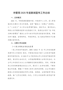 市管局2025年度新闻宣传工作总结【参考】