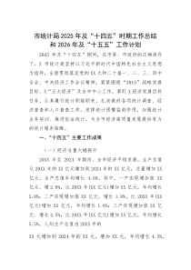 市统计局2025年及“十四五”时期工作总结和2026年及“十五五”工作计划【参考】