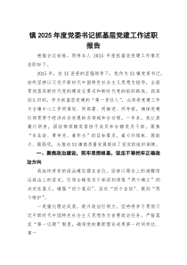 镇2025年度党委书记抓基层党建工作述职报告【参考】