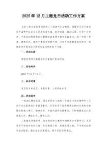 2025年12月主题党日活动工作方案【整理】