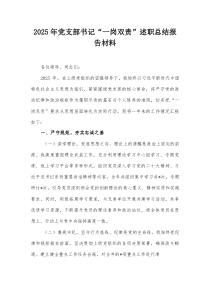 2025年党支部书记“一岗双责”述职总结报告材料【整理】