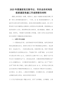 2025年度基层党支部书记、市农业农村局党组抓基层党建工作述职报告材料【整理】
