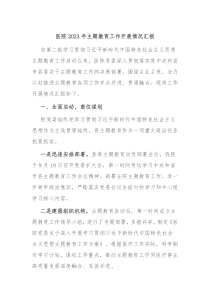 医院20XX年主题教育工作开展情况汇报