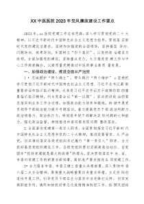 医院20XX年党风廉政建设工作要点