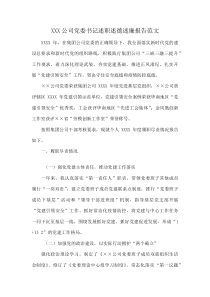 XXX公司党委书记述职述德述廉报告范文