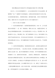 XXX国企公司XXXX年工作总结XXXX年工作计划