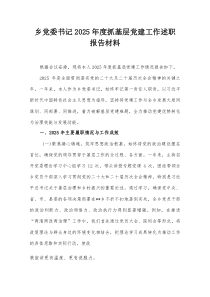 乡党委书记2025年度抓基层党建工作述职报告材料【整理】