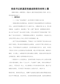 党组书记抓基层党建述职报告材料2篇【整理】