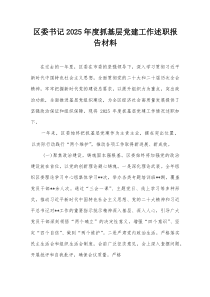 区委书记2025年度抓基层党建工作述职报告材料【整理】