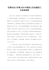 区委社会工作部2025年度社工队伍建设工作总结材料【整理】