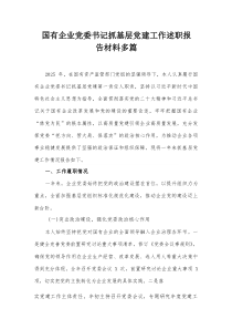 国有企业党委书记抓基层党建工作述职报告材料多篇【整理】