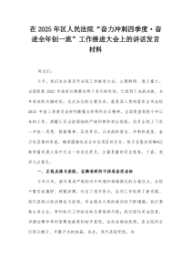 在2025年区人民法院“奋力冲刺四季度·奋进全年创一流”工作推进大会上的讲话发言材料【整理】