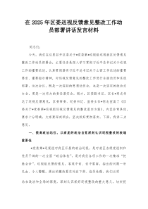 在2025年区委巡视反馈意见整改工作动员部署讲话发言材料【整理】