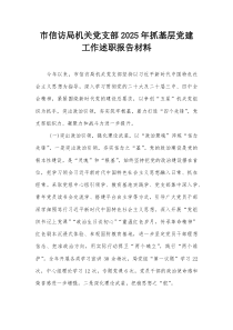 市信访局机关党支部2025年抓基层党建工作述职报告材料【整理】