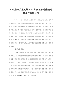 市政府办公室党组2025年度述职述廉述党建工作总结材料【整理】