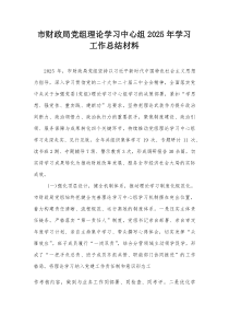 市财政局党组理论学习中心组2025年学习工作总结材料【整理】