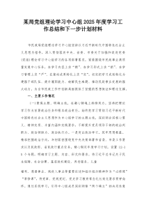 某局党组理论学习中心组2025年度学习工作总结和下一步计划材料【整理】