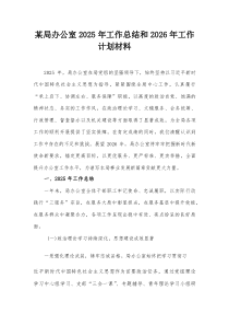 某局办公室2025年工作总结和2026年工作计划材料【整理】
