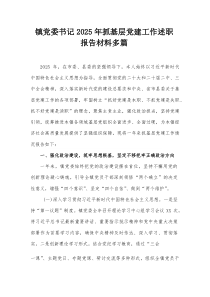 镇党委书记2025年抓基层党建工作述职报告材料多篇【整理】