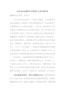 在全省法治建设年中推进会上的汇报发言