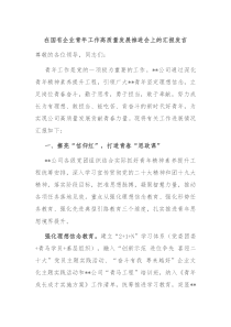 在国有企业青年工作高质量发展推进会上的汇报发言