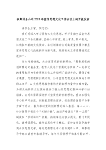 在集团总公司20XX年宣传思想文化工作会议上的汇报发言