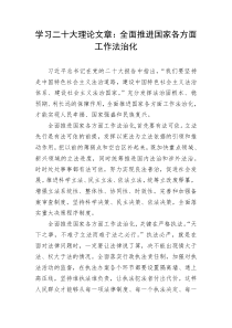 学习二十大理论文章全面推进国家各方面工作法治化