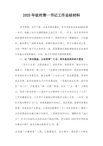 2025年驻村第一书记工作总结