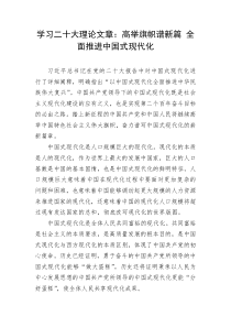 学习二十大理论文章高举旗帜谱新篇全面推进中国式现代化