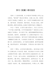 学习党章研讨发言