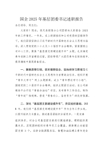 国企2025年基层团委书记述职报告(材料)