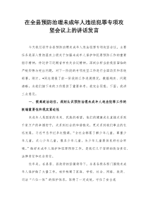 在全县预防治理未成年人违法犯罪专项攻坚会议上的讲话发言(材料)