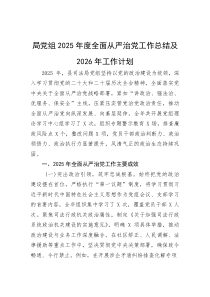 局党组2025年度全面从严治党工作总结及2026年的工作计划(材料)