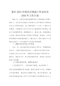某区2025年度社区统战工作总结及2026年工作计划(材料)