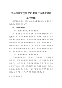 XX县应急管理局2025年度法治政府建设工作总结(材料)