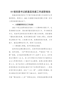 XX镇党委书记抓基层党建工作述职报告(材料)