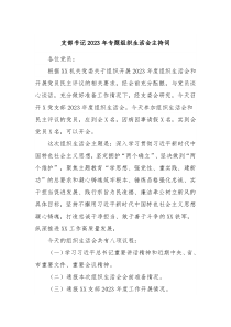 支部书记20XX年专题组织生活会主持词