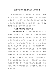 支部书记20XX年度组织生活会发言提纲
