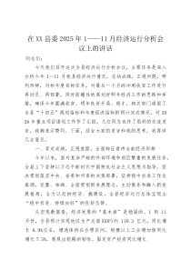 在XX县委2025年1—11月经济运行分析会议上的讲话(材料)